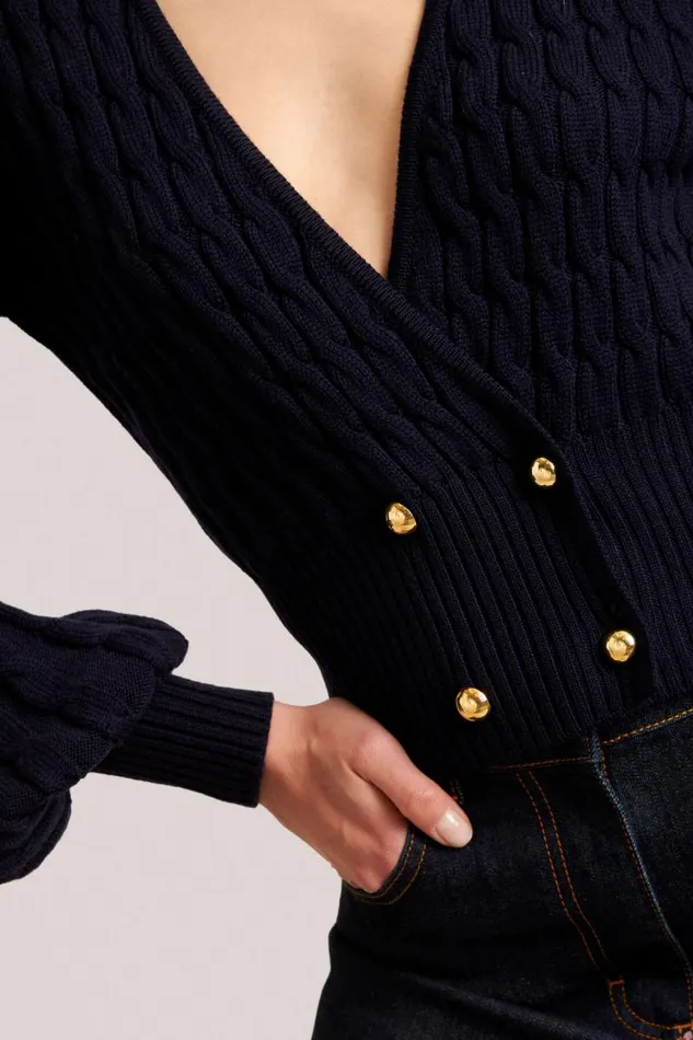 Luisa Spagnoli Cardigan Women Moller Cardigan With Cables Blue Luisa Spagnoli Cardigan Women Moller Cardigan With Cables Blue