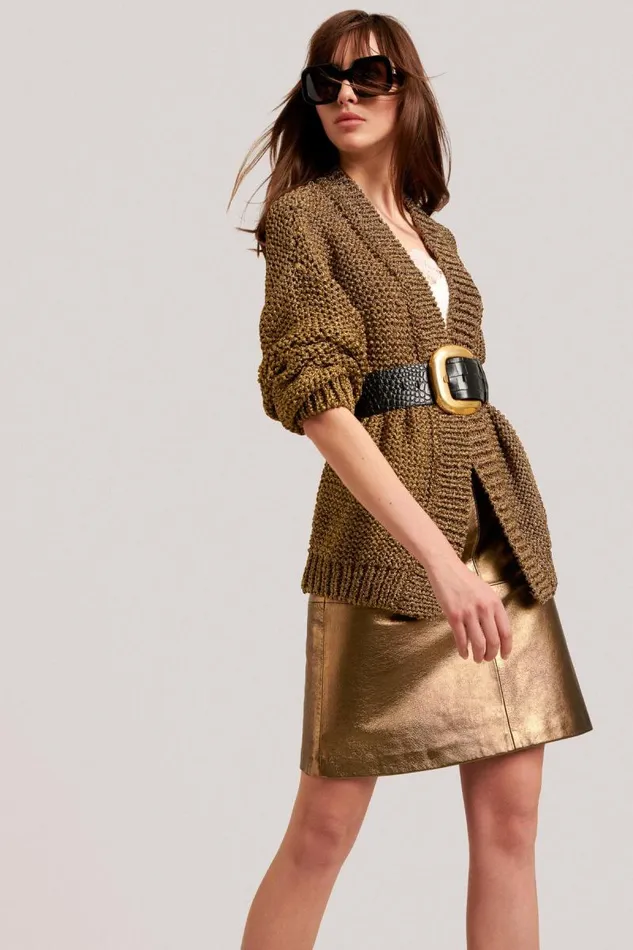 Luisa Spagnoli Cardigan Women Zecchino Lurex Cardigan Yellow