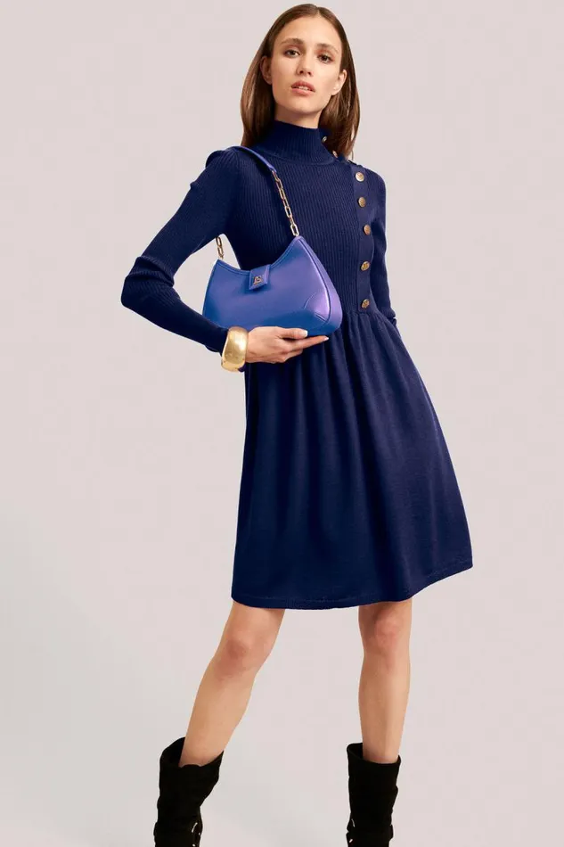 Luisa Spagnoli Dresses and Jumpsuits Women Mentuccia EmpireSeam Dress Ink Blue