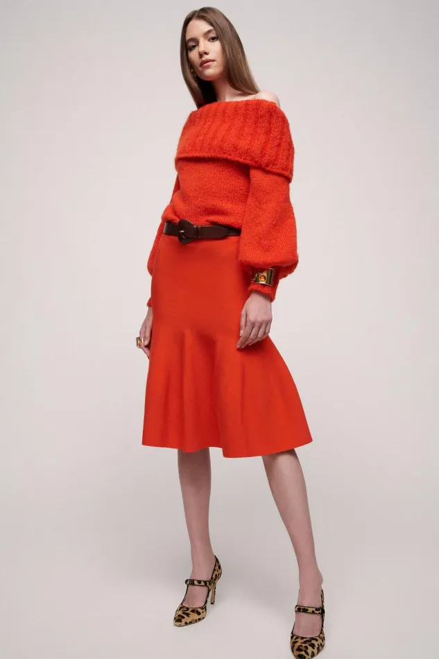 Luisa Spagnoli Fashion Show Women Cellula Wool Pullover 8211 Fashion Show Orange Luisa Spagnoli Fashion Show Women Cellula Wool Pullover 8211 Fashion Show Orange