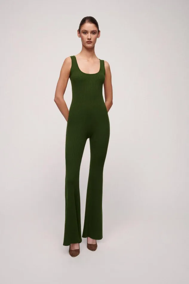 Luisa Spagnoli Fashion Show Women Chimera Wool Jumpsuit 8211 Fashion Show Military Green