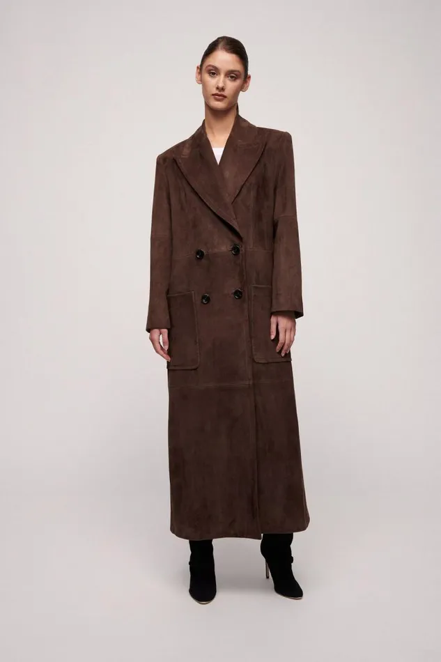 Luisa Spagnoli Fashion Show Women Sospiro DoubleBreasted Coat 8211 Fashion Show Brown