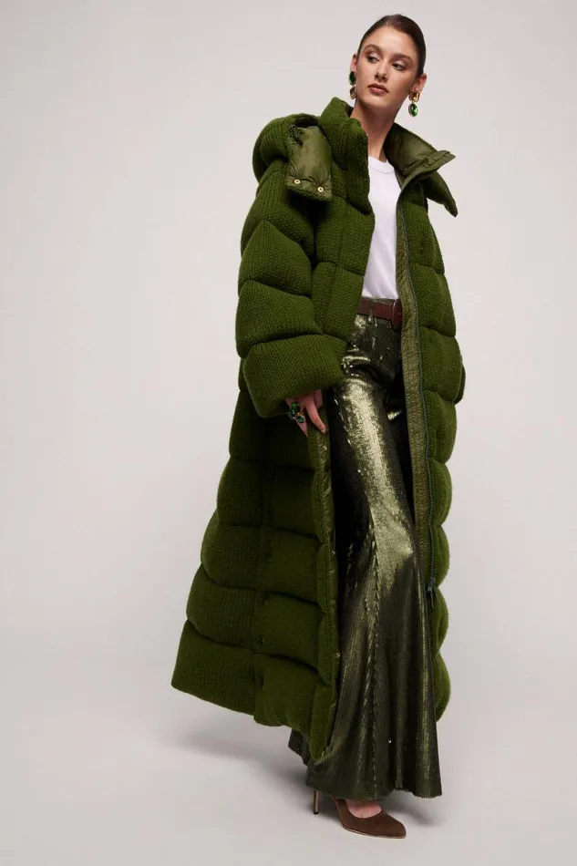 Luisa Spagnoli Fashion Show Women Spezia Long Padded Jacket 8211 Fashion Show Military Green