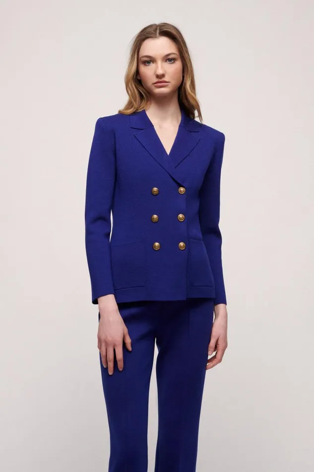 Luisa Spagnoli Jackets and Blazers Women Metallo Wool Jacket Bluette