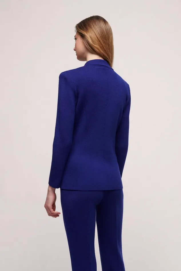 Luisa Spagnoli Jackets and Blazers Women Metallo Wool Jacket Bluette Luisa Spagnoli Jackets and Blazers Women Metallo Wool Jacket Bluette