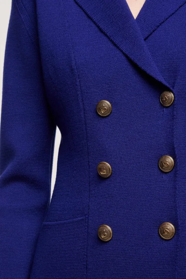 Luisa Spagnoli Jackets and Blazers Women Metallo Wool Jacket Bluette Luisa Spagnoli Jackets and Blazers Women Metallo Wool Jacket Bluette