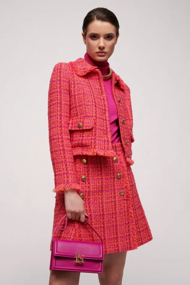Luisa Spagnoli Jackets and Blazers Women Sevoli Woven Jacket Fuchsiaorange