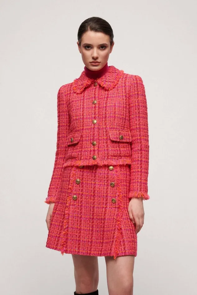 Luisa Spagnoli Jackets and Blazers Women Sevoli Woven Jacket Fuchsiaorange Luisa Spagnoli Jackets and Blazers Women Sevoli Woven Jacket Fuchsiaorange
