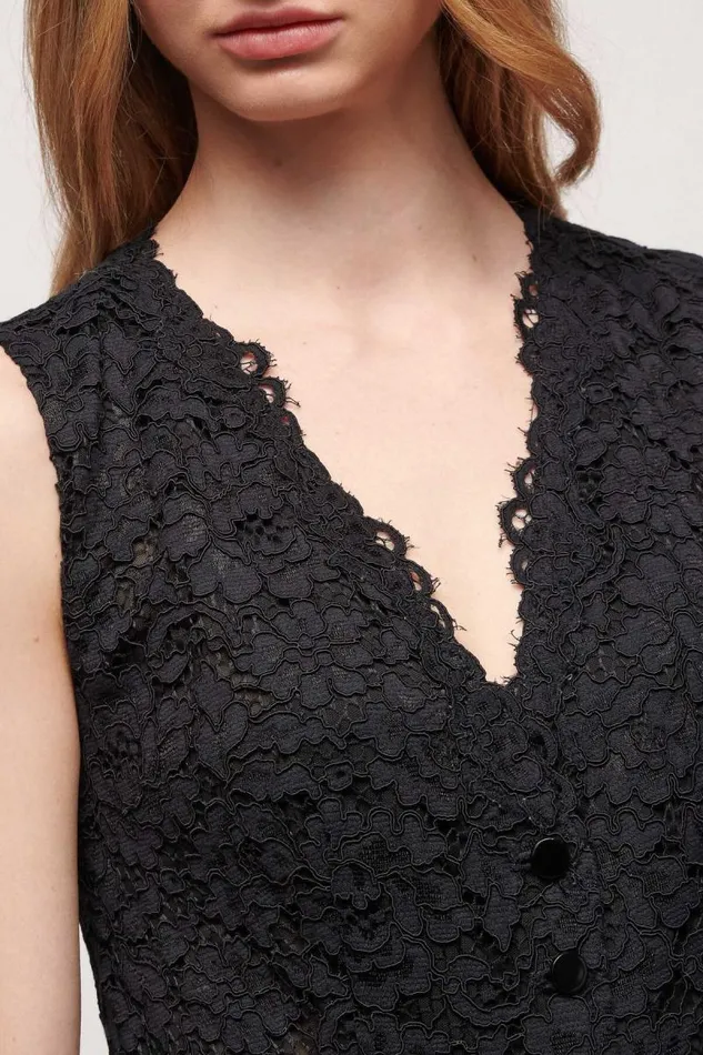 Luisa Spagnoli Jackets and Blazers Women Skin Embroidered Waistcoat Black Luisa Spagnoli Jackets and Blazers Women Skin Embroidered Waistcoat Black