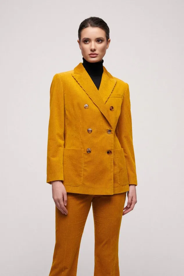 Luisa Spagnoli Jackets and Blazers Women Solare Velvet Jacket Mustard