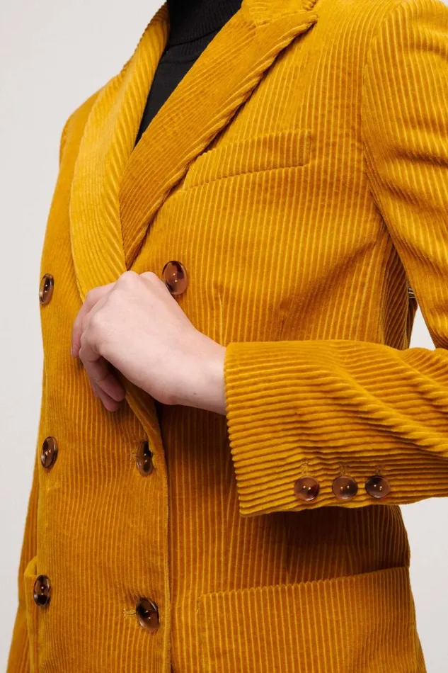 Luisa Spagnoli Jackets and Blazers Women Solare Velvet Jacket Mustard Luisa Spagnoli Jackets and Blazers Women Solare Velvet Jacket Mustard
