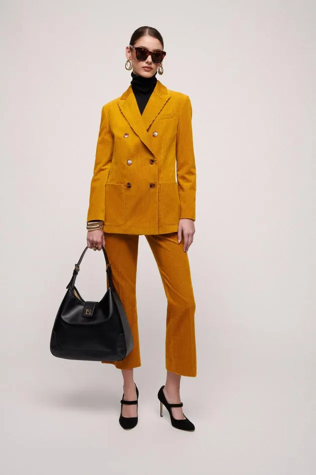 Luisa Spagnoli Jackets and Blazers Women Solare Velvet Jacket Mustard Luisa Spagnoli Jackets and Blazers Women Solare Velvet Jacket Mustard