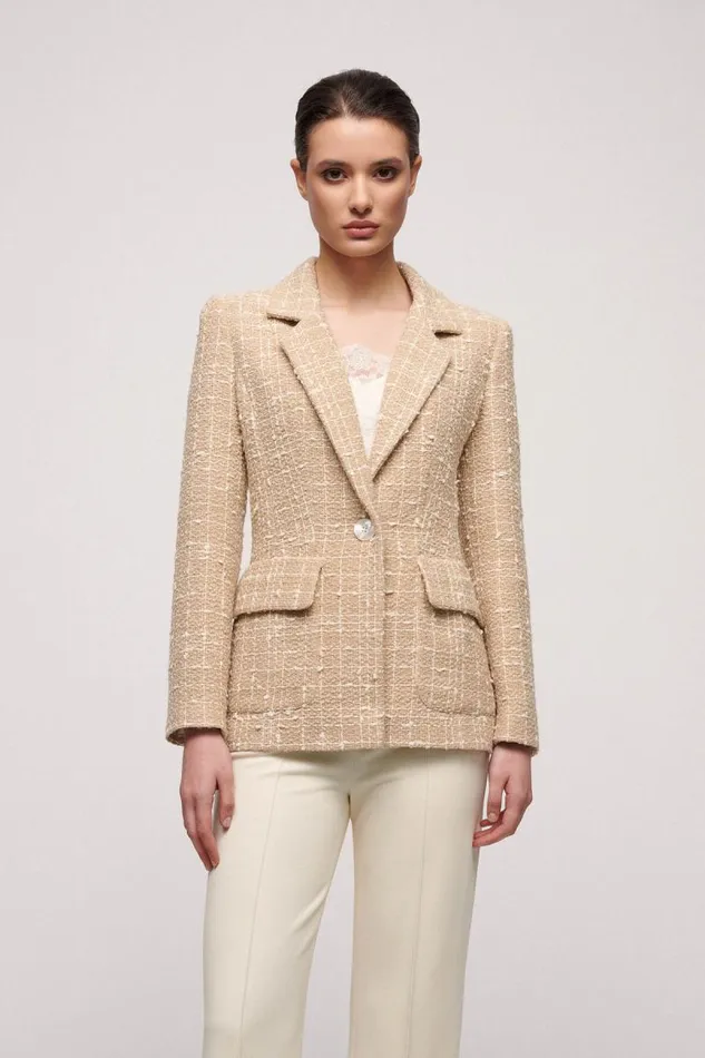 Luisa Spagnoli Jackets and Blazers Women Splendida Woven Jacket Beigecream