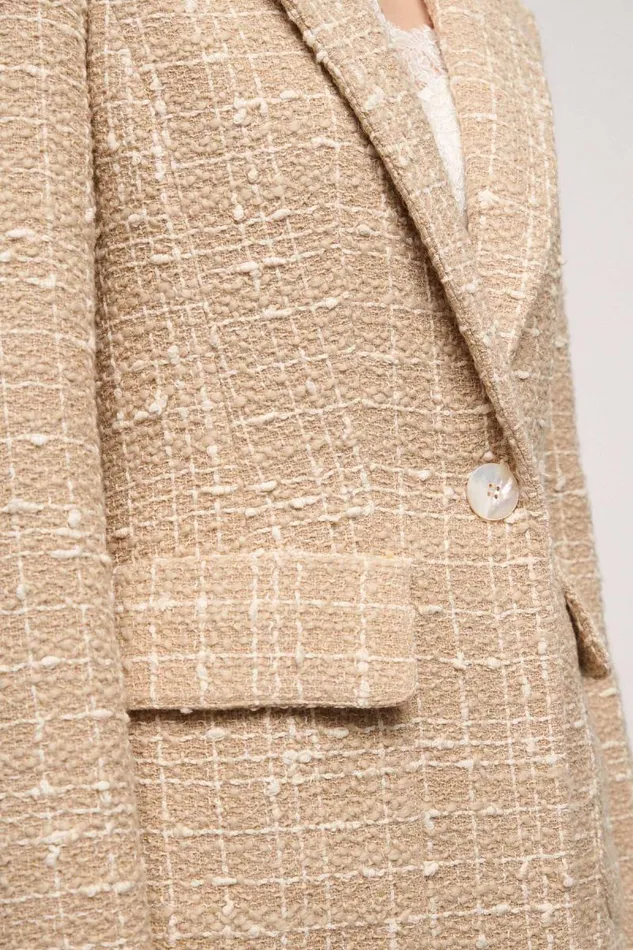 Luisa Spagnoli Jackets and Blazers Women Splendida Woven Jacket Beigecream Luisa Spagnoli Jackets and Blazers Women Splendida Woven Jacket Beigecream