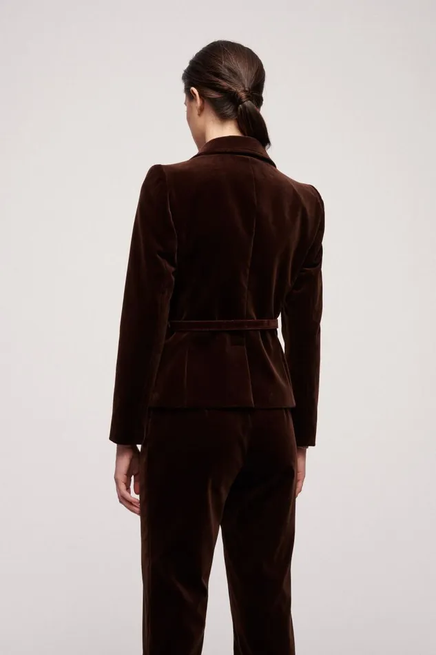 Luisa Spagnoli Jackets and Blazers Women Strenna Velvet Jacket Brown Luisa Spagnoli Jackets and Blazers Women Strenna Velvet Jacket Brown