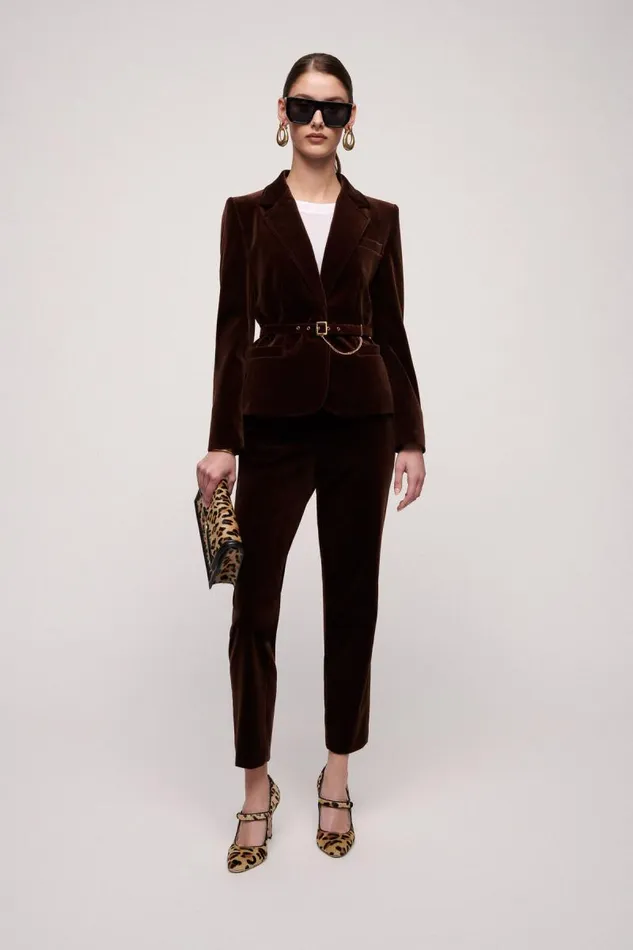 Luisa Spagnoli Jackets and Blazers Women Strenna Velvet Jacket Brown Luisa Spagnoli Jackets and Blazers Women Strenna Velvet Jacket Brown