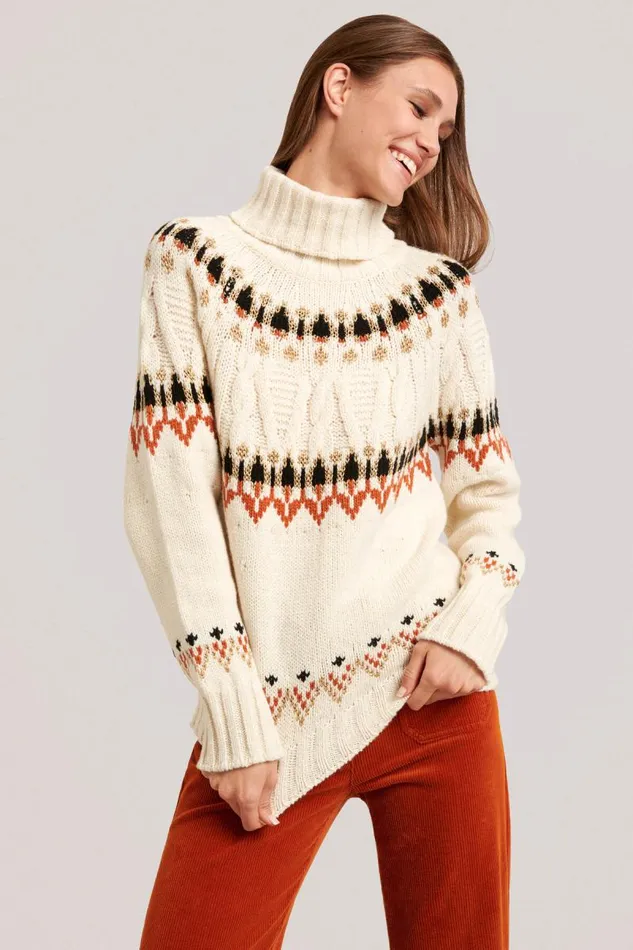 Luisa Spagnoli Knitwear Women Casimira Jacquard Turtleneck Cream