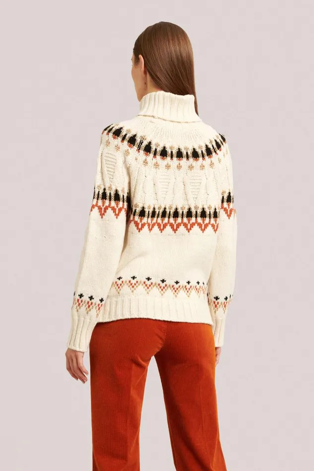 Luisa Spagnoli Knitwear Women Casimira Jacquard Turtleneck Cream Luisa Spagnoli Knitwear Women Casimira Jacquard Turtleneck Cream
