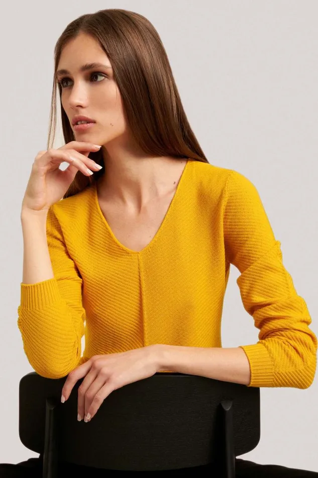 Luisa Spagnoli Knitwear Women Maga Ribbed Pullover Yellow Luisa Spagnoli Knitwear Women Maga Ribbed Pullover Yellow