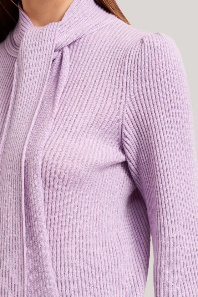Luisa Spagnoli Knitwear Women Merana Pullover With Sash Lilac Luisa Spagnoli Knitwear Women Merana Pullover With Sash Lilac