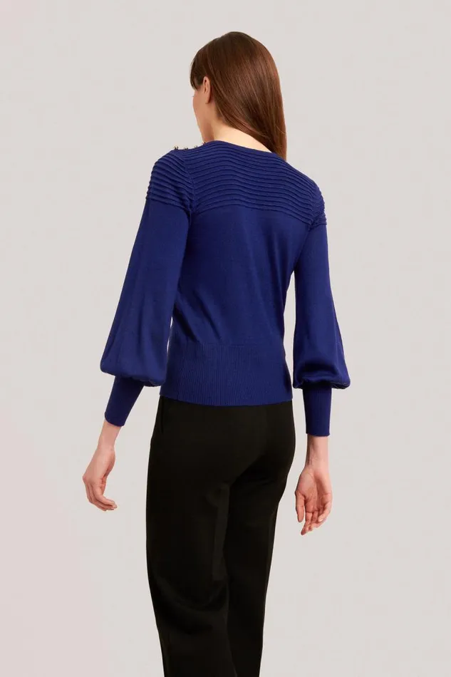Luisa Spagnoli Knitwear Women Mercerie RoundNeck Pullover Ink Blue Luisa Spagnoli Knitwear Women Mercerie RoundNeck Pullover Ink Blue