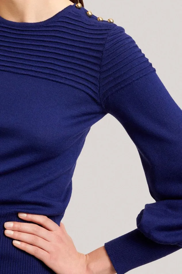 Luisa Spagnoli Knitwear Women Mercerie RoundNeck Pullover Ink Blue Luisa Spagnoli Knitwear Women Mercerie RoundNeck Pullover Ink Blue