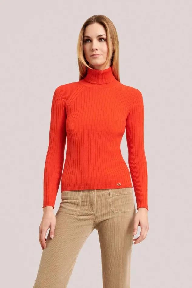 Luisa Spagnoli Knitwear Women Minareto Ribbed Pullover Orange