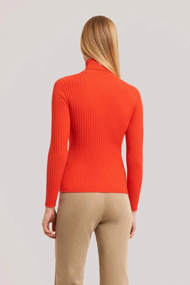 Luisa Spagnoli Knitwear Women Minareto Ribbed Pullover Orange Luisa Spagnoli Knitwear Women Minareto Ribbed Pullover Orange
