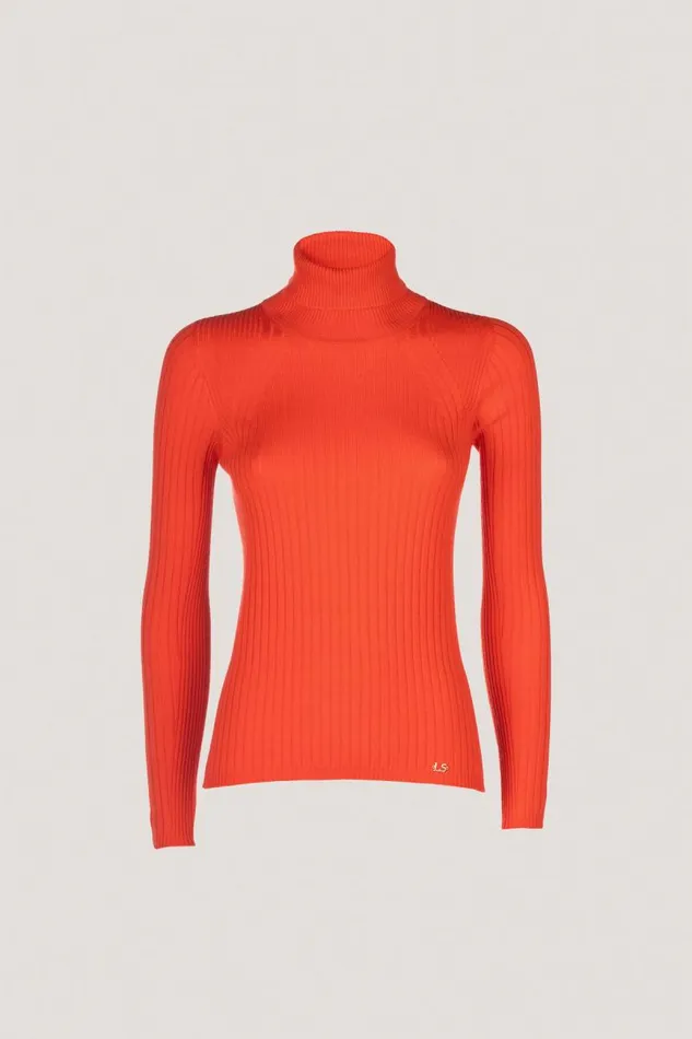 Luisa Spagnoli Knitwear Women Minareto Ribbed Pullover Orange Luisa Spagnoli Knitwear Women Minareto Ribbed Pullover Orange