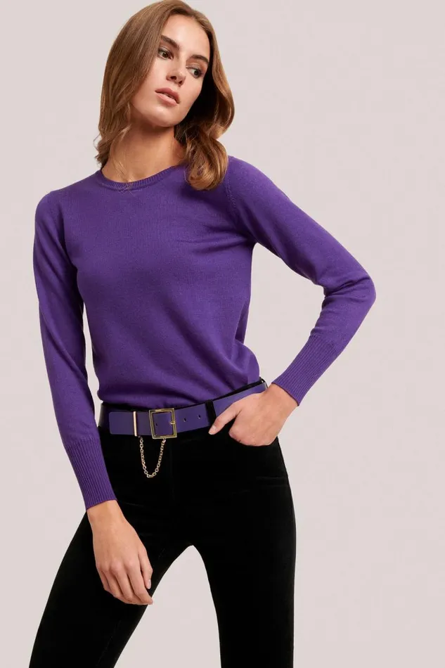 Luisa Spagnoli Knitwear Women Mossa Wool Pullover Purple