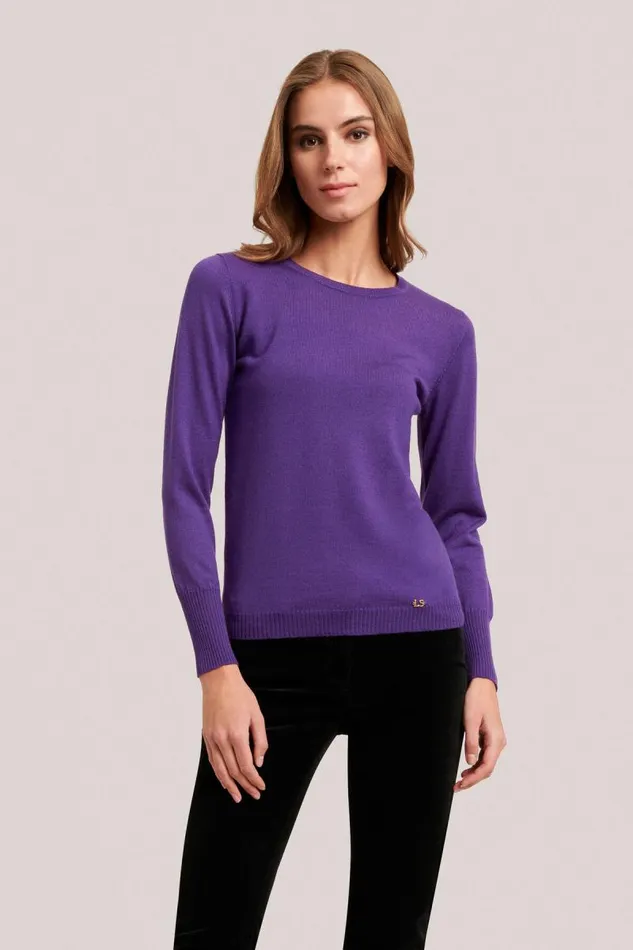Luisa Spagnoli Knitwear Women Mossa Wool Pullover Purple Luisa Spagnoli Knitwear Women Mossa Wool Pullover Purple