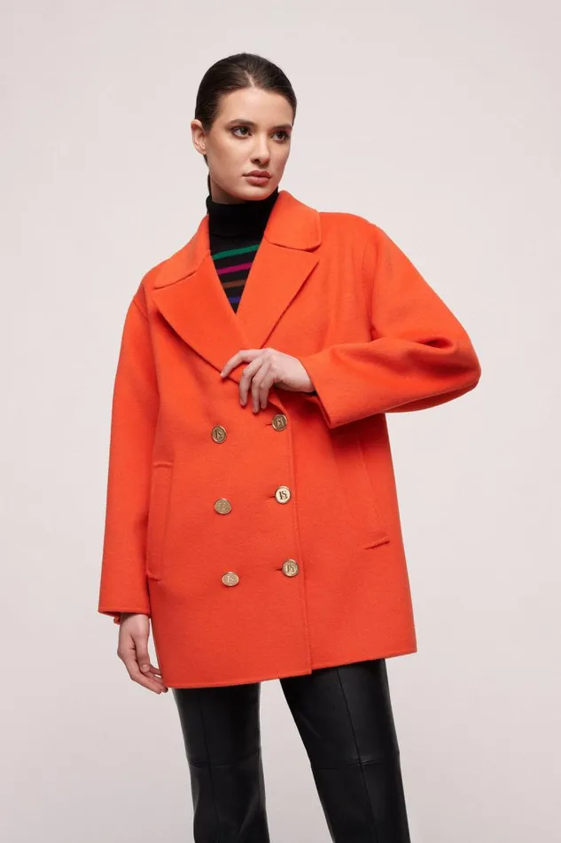 Luisa Spagnoli Outerwear Women Sughero CabanStyle Coat Orange