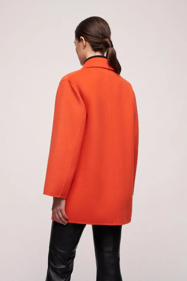 Luisa Spagnoli Outerwear Women Sughero CabanStyle Coat Orange Luisa Spagnoli Outerwear Women Sughero CabanStyle Coat Orange