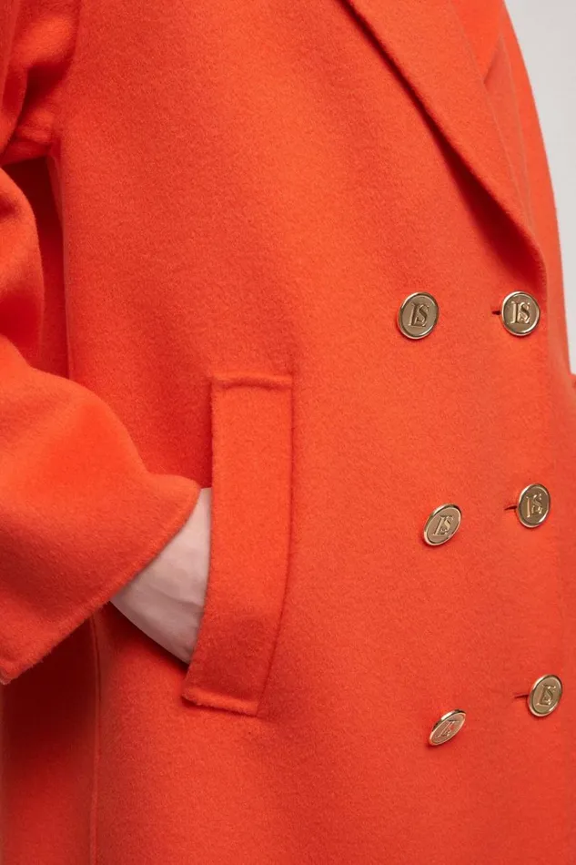 Luisa Spagnoli Outerwear Women Sughero CabanStyle Coat Orange Luisa Spagnoli Outerwear Women Sughero CabanStyle Coat Orange