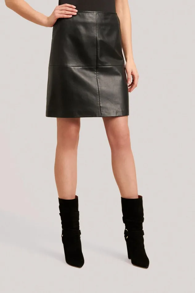 Luisa Spagnoli Skirts Women Felce Nappa Leather Skirt Black