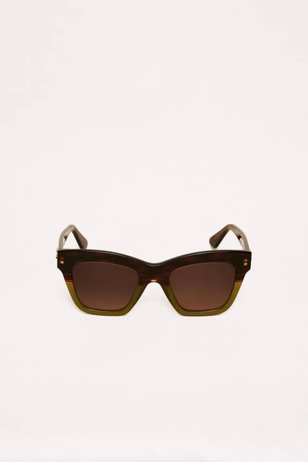 Luisa Spagnoli Sunglasses Women Xclaudia CatEye Sunglasses Brownmilitary Green