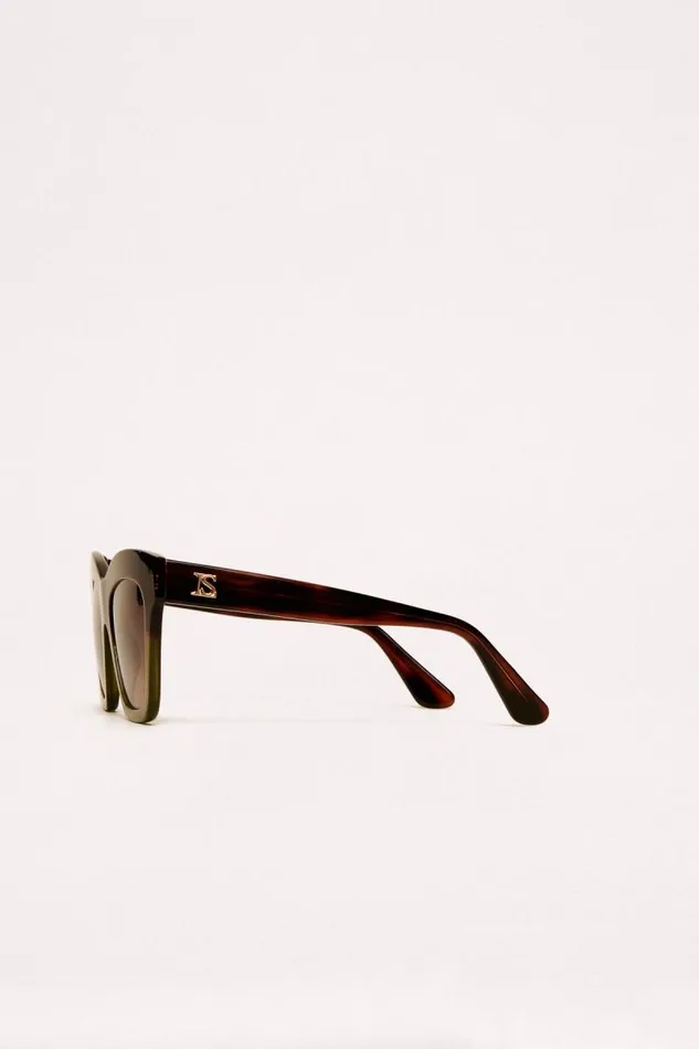 Luisa Spagnoli Sunglasses Women Xclaudia CatEye Sunglasses Brownmilitary Green Luisa Spagnoli Sunglasses Women Xclaudia CatEye Sunglasses Brownmilitary Green