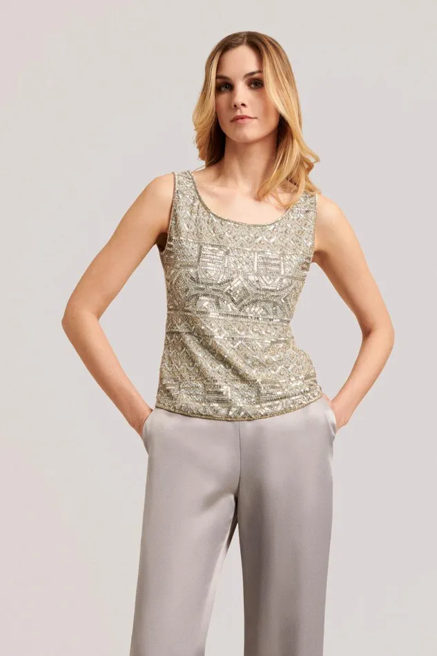 Luisa Spagnoli Tops And TShirts Women Ladonia Sequinned Top Grey