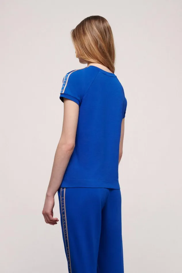 Luisa Spagnoli Tops And TShirts Women Lunar Cotton TShirt Bluette Luisa Spagnoli Tops And TShirts Women Lunar Cotton TShirt Bluette