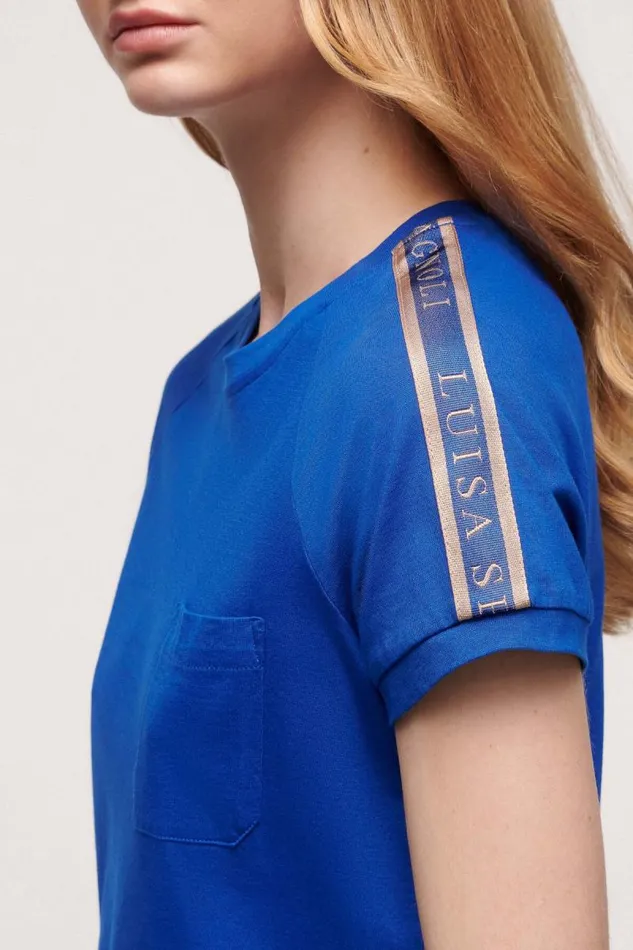 Luisa Spagnoli Tops And TShirts Women Lunar Cotton TShirt Bluette Luisa Spagnoli Tops And TShirts Women Lunar Cotton TShirt Bluette