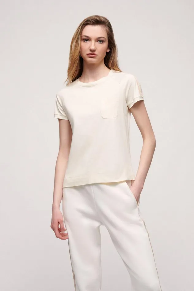 Luisa Spagnoli Tops And TShirts Women Lunar Cotton TShirt Ivory