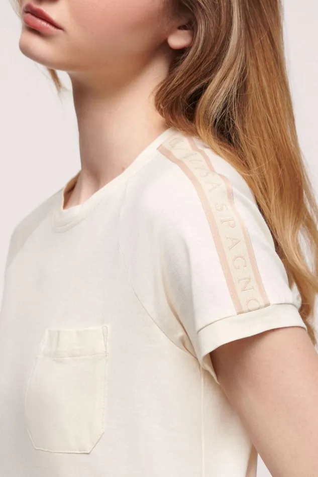 Luisa Spagnoli Tops And TShirts Women Lunar Cotton TShirt Ivory Luisa Spagnoli Tops And TShirts Women Lunar Cotton TShirt Ivory