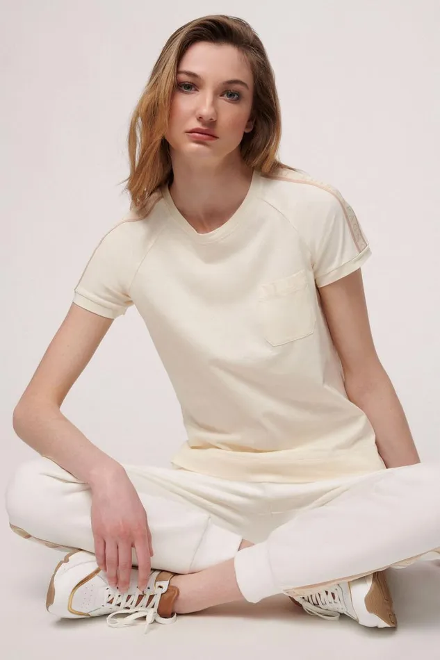Luisa Spagnoli Tops And TShirts Women Lunar Cotton TShirt Ivory Luisa Spagnoli Tops And TShirts Women Lunar Cotton TShirt Ivory
