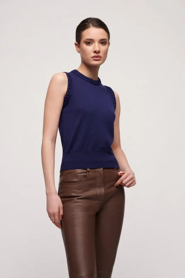 Luisa Spagnoli Tops And TShirts Women Mini Wool Top Blue Purplish