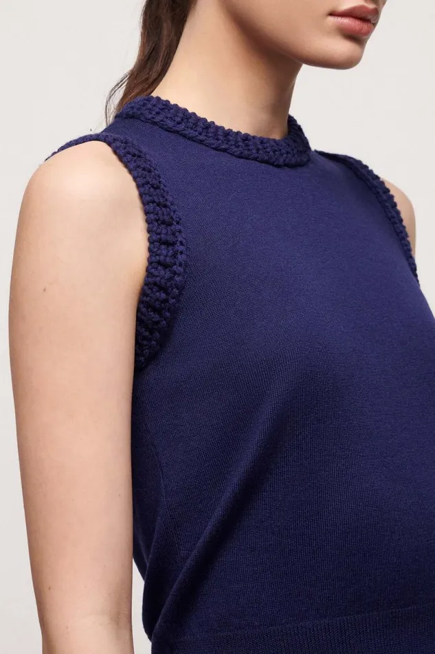 Luisa Spagnoli Tops And TShirts Women Mini Wool Top Blue Purplish Luisa Spagnoli Tops And TShirts Women Mini Wool Top Blue Purplish