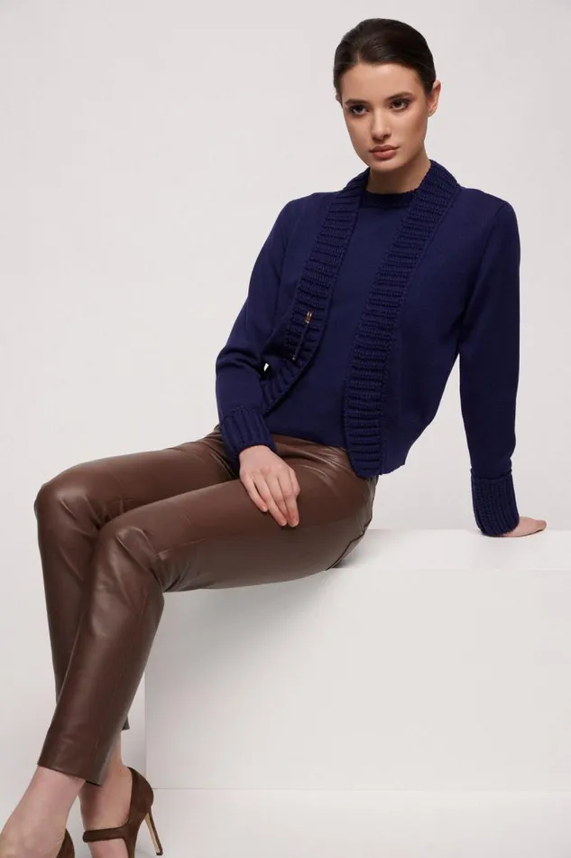 Luisa Spagnoli Tops And TShirts Women Mini Wool Top Blue Purplish Luisa Spagnoli Tops And TShirts Women Mini Wool Top Blue Purplish