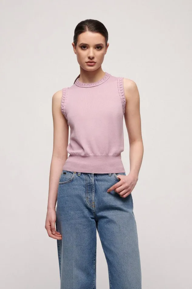 Luisa Spagnoli Tops And TShirts Women Mini Wool Top Pink