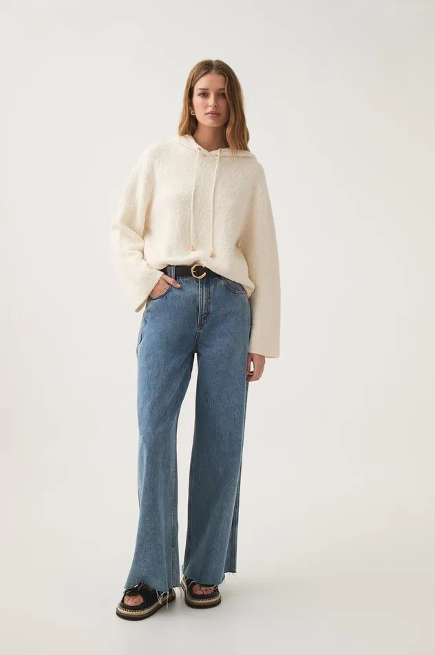 Lyla Knit Hoodie Ivory Women Aje Knitwear and Jumpers