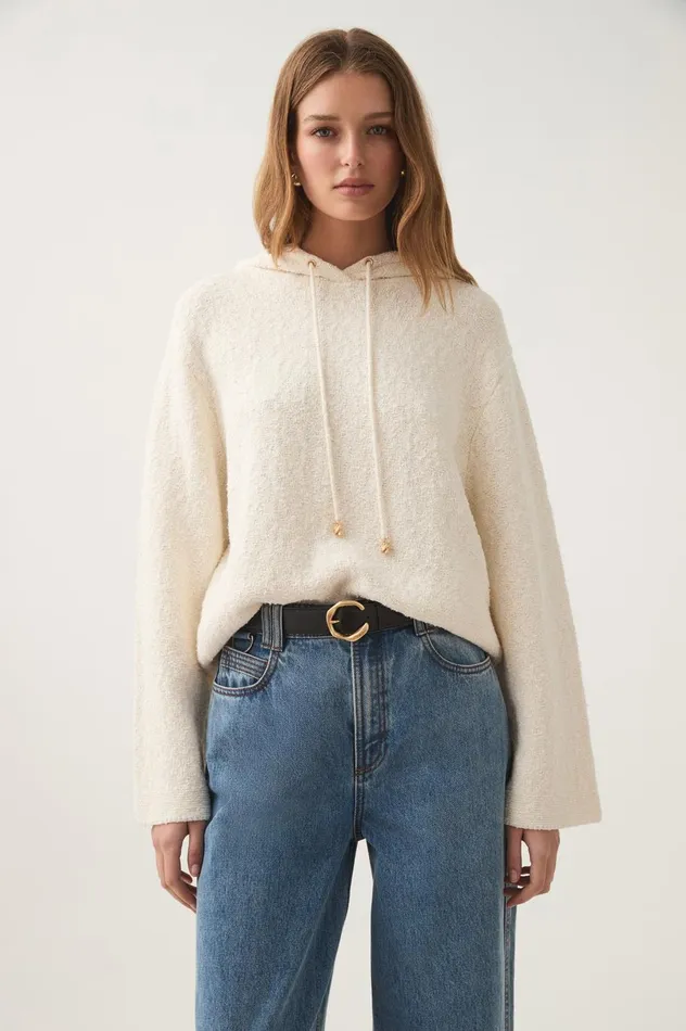 Lyla Knit Hoodie Ivory Women Aje Knitwear and Jumpers Lyla Knit Hoodie Ivory Women Aje Knitwear and Jumpers