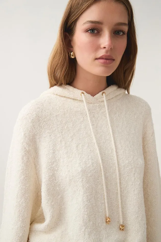 Lyla Knit Hoodie Ivory Women Aje Knitwear and Jumpers Lyla Knit Hoodie Ivory Women Aje Knitwear and Jumpers